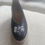 Cinders by Jose Saenz Leather Wedge Espadrilles Navy Size 40 Image 7