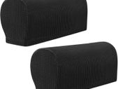 Arm Rest Covers Sofa Set of 2 Stretch Armrest Chair Covers Waterproof Armchair Couch Anti-Slip Furniture Protector Slipcovers for Armchairs Sofa Couches Recliner (Black)