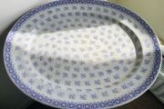 Huge Victorian Ironstone Rosebuds Platter 54cm Antique Blue White