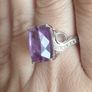 Vintage 925 Cocktail Ring with Large Amethyst. Image 2