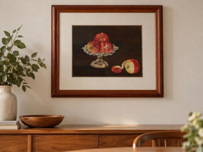 Original Oil Painting Silver Dish & Apples by Colette Mulligan