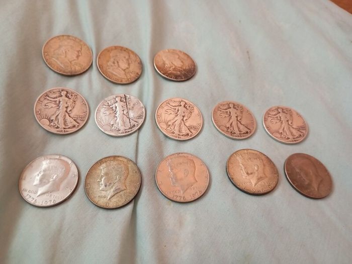 solid silver coins .x 13.  USA various. Reduced