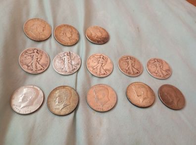 solid silver coins .x 13.  USA various. Reduced