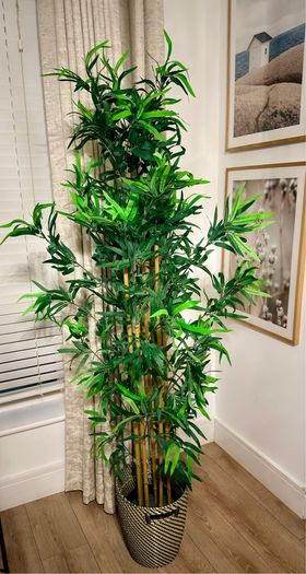 Artificial bamboo plant + vase