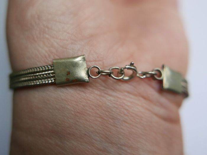 Vintage Sterling Silver 925 Onyx Bracelet Length 7.5" - 13,8g