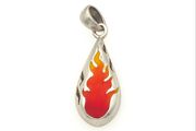 Vintage 925 Sterling Silver Signed Flame Teardrop Pendant