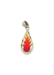 Vintage 925 Sterling Silver Signed Flame Teardrop Pendant