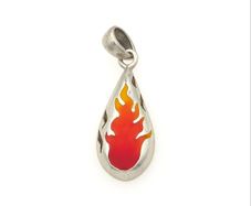 Vintage 925 Sterling Silver Signed Flame Teardrop Pendant
