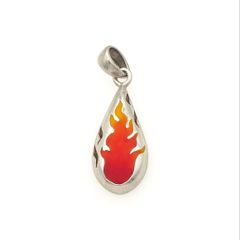 Vintage 925 Sterling Silver Signed Flame Teardrop Pendant