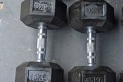 2 X 15kg Rubber Hex Dumbbells