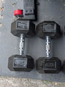 2 X 15kg Rubber Hex Dumbbells
