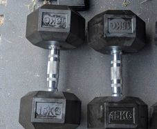 2 X 15kg Rubber Hex Dumbbells