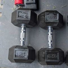 2 X 15kg Rubber Hex Dumbbells