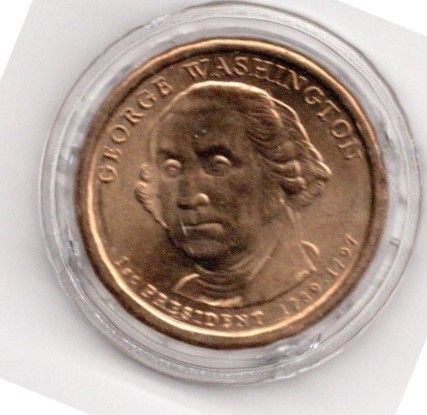 USA George Washington 1789 to 1797 Presidential Dollar Mint in protective Capsule Issued in 2007 as part of Denvir Mintage