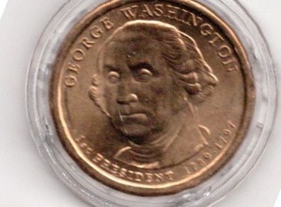 USA George Washington 1789 to 1797 Presidential Dollar Mint in protective Capsule Issued in 2007 as part of Denvir Mintage