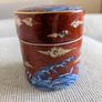 Oriental Style Porcelain Lidded Jar - Cranes Waves & Gold Detail Image 3