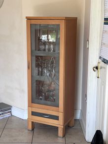 Display Cabinet with Glass Shelves & Drawer