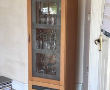 Display Cabinet with Glass Shelves & Drawer
