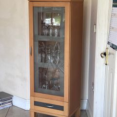 Display Cabinet with Glass Shelves & Drawer