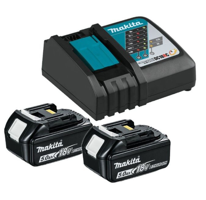 Makita 18v Lxt 5ah Battery & Charger Set Inc 2x 5.0ah Batts & Dc18rc Charger