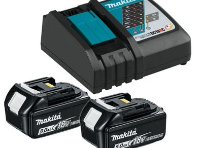 Makita 18v Lxt 5ah Battery & Charger Set Inc 2x 5.0ah Batts & Dc18rc Charger