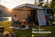 Camper Van Sun Canopy 260 x 260 cm Waterproof Bus Awning with 2 Side Walls UV50+ Motorhome Shelter