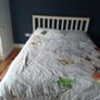 White wooden bed frame and mattress - King Image 2