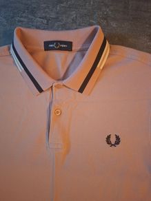 Fred Perry Men's Twin Tipped Polo Shirt Dusty Pink Rose Size L