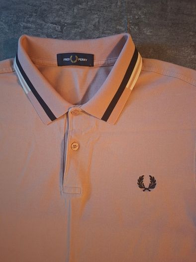 Fred Perry Men's Twin Tipped Polo Shirt Dusty Pink Rose Size L