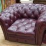 Pair of Plum Leather Armchairs Image 3