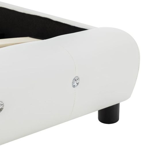 Bed Frame White Faux Leather 135x190 cm