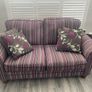 Quality Grey stripped Sofa with matching arm covers and cushions Image 4