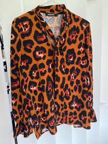 Pussy bow Leopard Print blouse