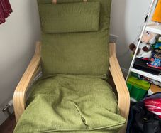 IKEA POANG Rocking Chair Birch Wood, Custom Green Upholstery