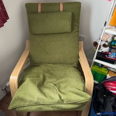 IKEA POANG Rocking Chair Birch Wood, Custom Green Upholstery