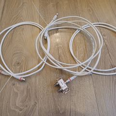 TV Coax Aerial Cables Bundle + Splitter / 3 Cables