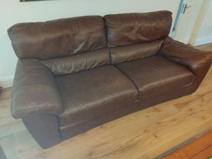 Brown Leather Sofa Set of 3x