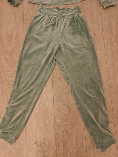 Green Velvet Pants and sweatshirt