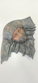 Mask Face Sculpture Leather Handmade