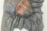 Mask Face Sculpture Leather Handmade
