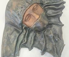 Mask Face Sculpture Leather Handmade