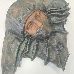 Mask Face Sculpture Leather Handmade