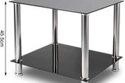 Coffee Table Tempered Glass Living Room Table Side Table Industrial Design Sofa Table 2 Tier Glass Table with Chrome Legs Coffee Table Metal Console Table for Living Room Balcony Hallway Black (FREE POSTAGE)