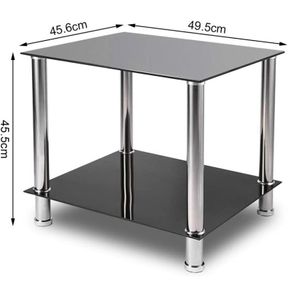 Coffee Table Tempered Glass Living Room Table Side Table Industrial Design Sofa Table 2 Tier Glass Table with Chrome Legs Coffee Table Metal Console Table for Living Room Balcony Hallway Black (FREE POSTAGE)
