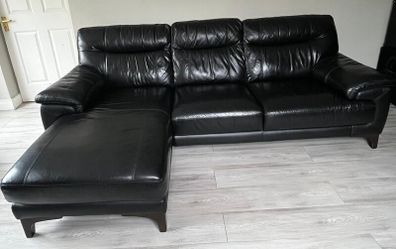 Black L shaped Leather Couch