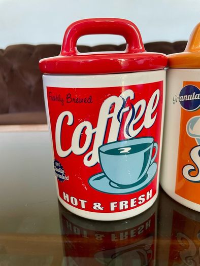 3 x Retro 50s 60s Multi Color Classic Tea Coffee Sugar Set