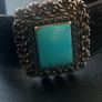 sterling leather Carolyn Pollock turquoise cuff bracelet Image 5