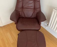 Reclining swivel leather chair