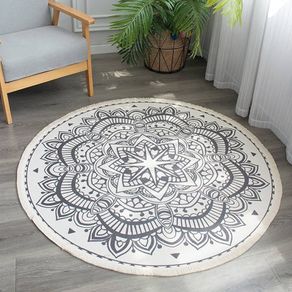 FREE EXPRESS SHIPPING Boho Round Rug 120CM, Machine Washable Rug for Living Room, Cotton Circle Kitchen Rug Area Rug with Small Tassel for Bedroom Patio, Mandala Outdoor Round Rug for Camping Picnic