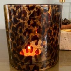 2 Jeff Banks Leopard Print T-Light Holders